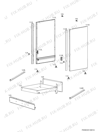 Взрыв-схема плиты (духовки) Electrolux FEH50G3102 - Схема узла Housing 001